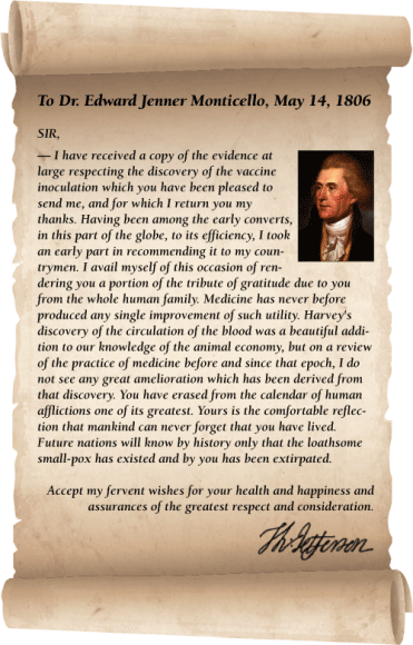 Letter from Thomas Jefferson to Dr. Edward Jenner Monticello