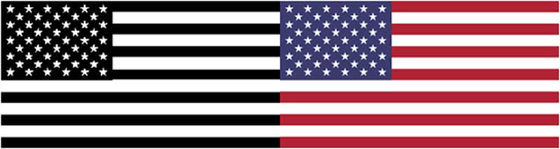 US flag, colour and monotone