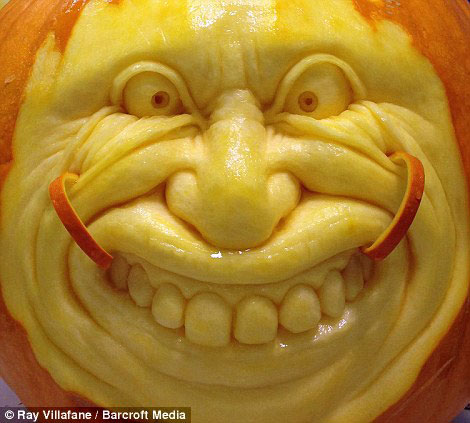 Mr Villafane said: 'You need to pick the meatiest pumpkin. Not all of them will look good.'