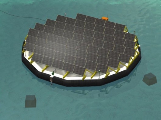 A floating solar island with 100 PV panels (Image:Nolaris)