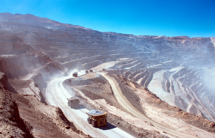 Open pit copper silver mine in Chile